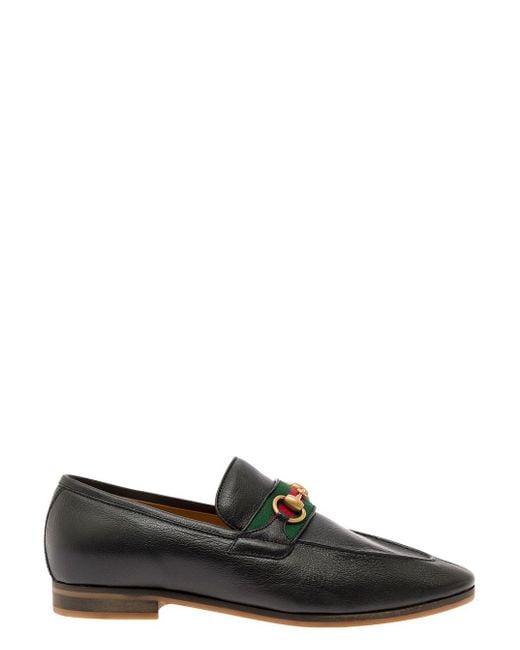 Gucci Green 'paride' Loafers With Web And Horsebit Detail In Leather for men