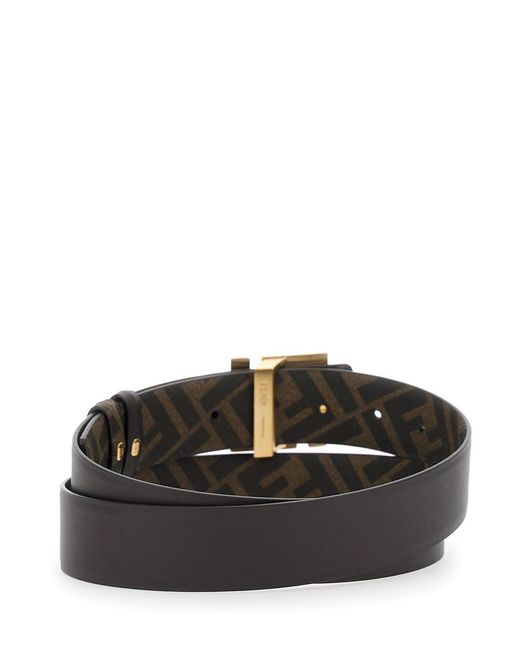 Fendi Black Reversible Belt With Ff Metal Buckle for men