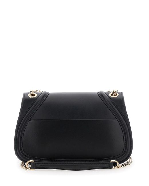 Gucci Black 'Blondie Small' Handbag With Metallic Gg Crossover On The Front And Chain Shoulder Strap