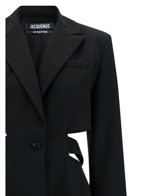 Giacca Monopetto 'La Robe Bari' Con Cut-Out E Cintura di Jacquemus in Black