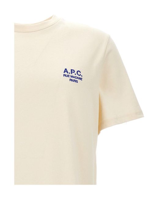 A.P.C. White Ivory 'Raymond' Crew Neck T-Shirt for men