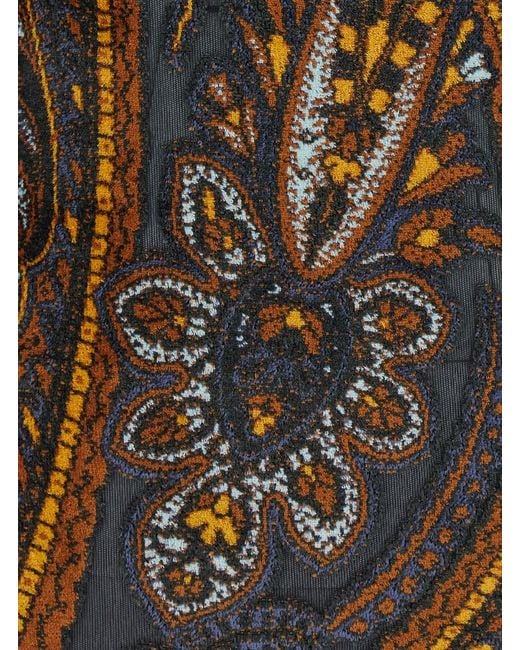 Etro Multicolor Dress Devorè With Long Sleeves And Round Neckline