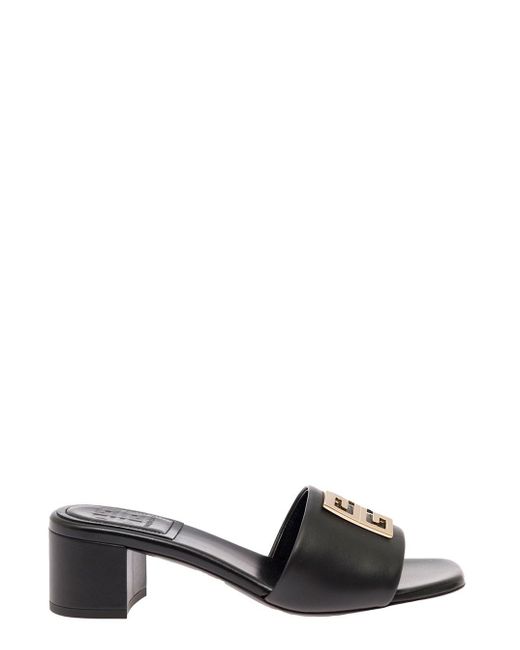 Givenchy Black Leather Mules With 4g Buckle Woman