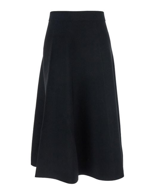 Max Mara Pure Blue 'Lazio' Midi Skirt With Elastic High Waist And Flar