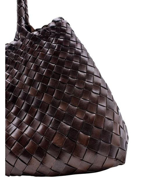 Dragon Diffusion Brown 'Santa Croce' Shoulder Bag With Logo Charm Deta