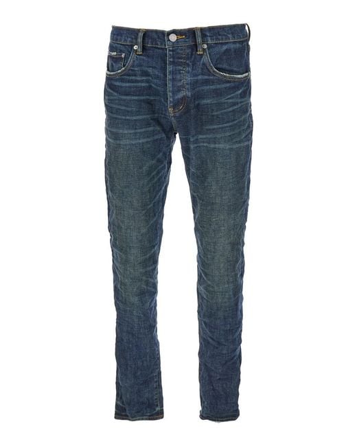 Purple Brand Blue Jeans With Low Rise And Stonewashed Effect for men