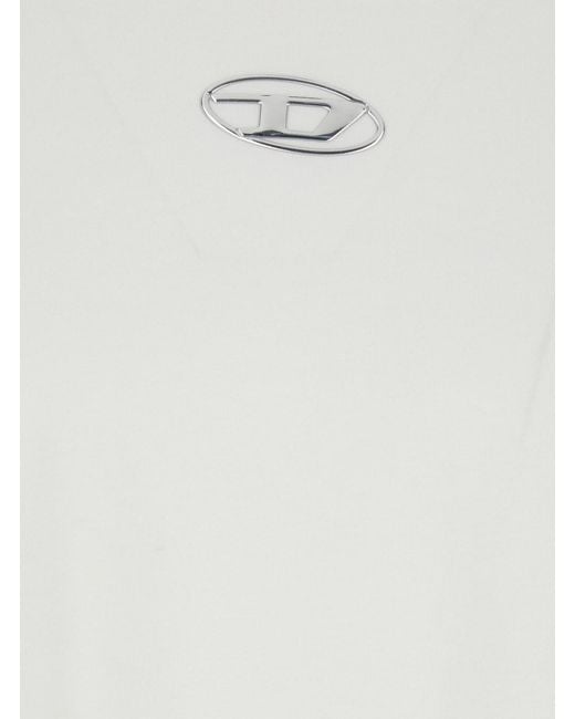 DIESEL White 'T-Bisco-Iod' Sleeveless Top With Logo Detail On The Front for men