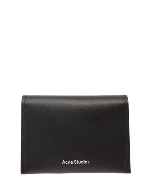Acne Black Card-holder With Embossed Logo In Smooth Leather