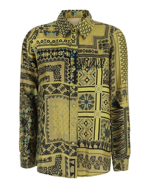 Momoní Green Shirt With Classic Collar And Long Sleeves