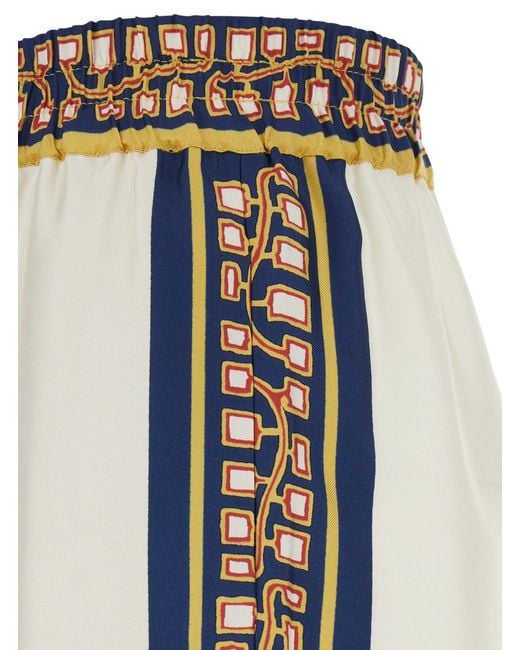 LaDoubleJ Blue Palazzo Pants With Wide Leg And All-Over Print