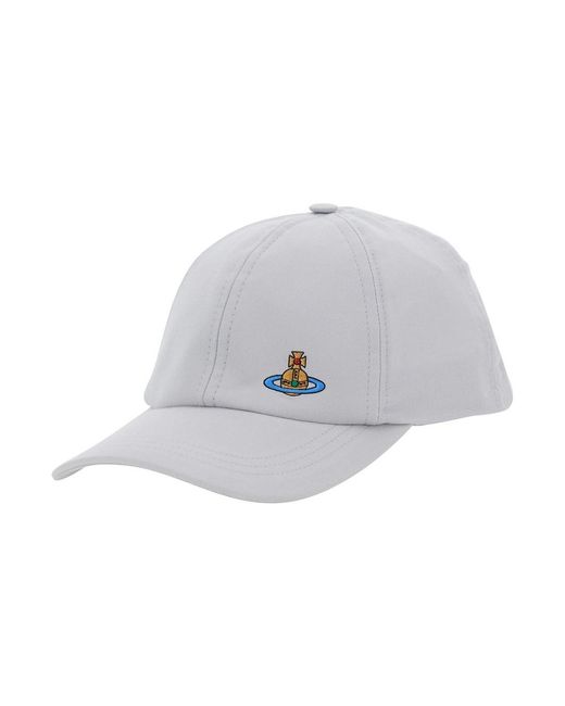 Vivienne Westwood White Baseball Cap Orb Embroidery Cotton