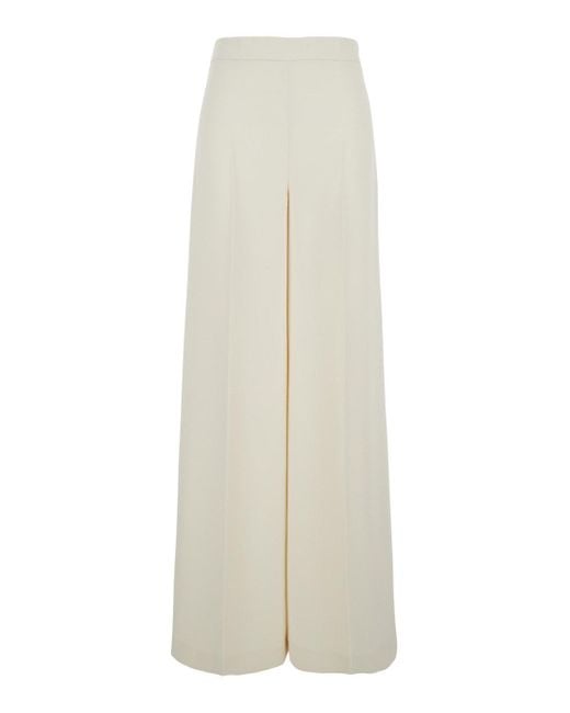Twinset White Pants With Logo Pendant And Side Zip Closure