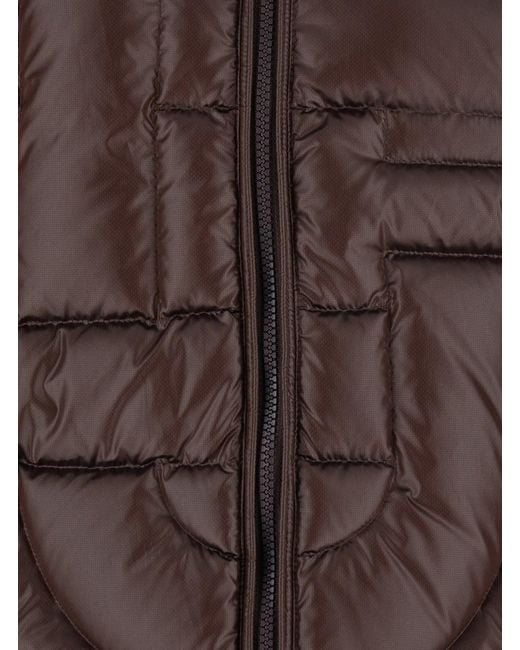 Casablanca Brown Down Jacket With High Collar And Monogram Design for men
