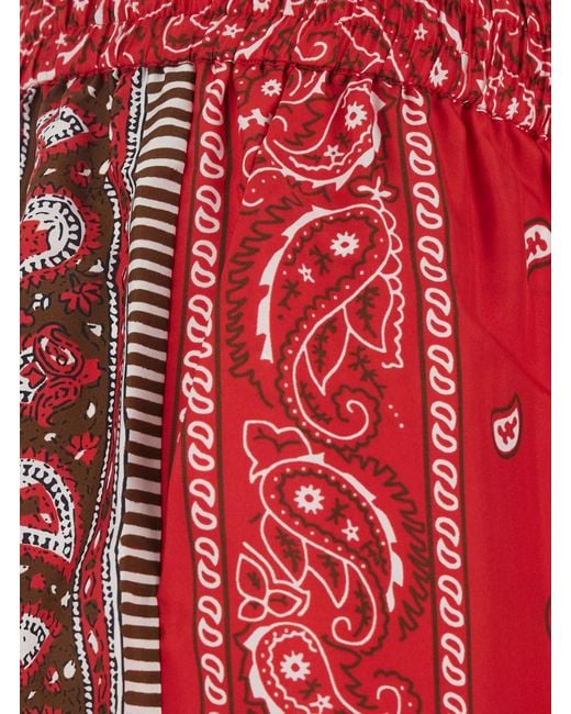 P.A.R.O.S.H. Red Pants With Elasticated Waist And Bandana Print