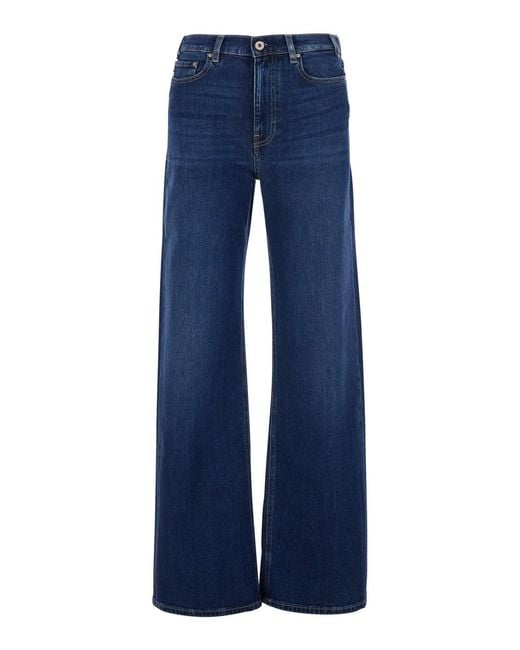AG Jeans Blue Jeans With Logo Patch On The Back And Wide Leg