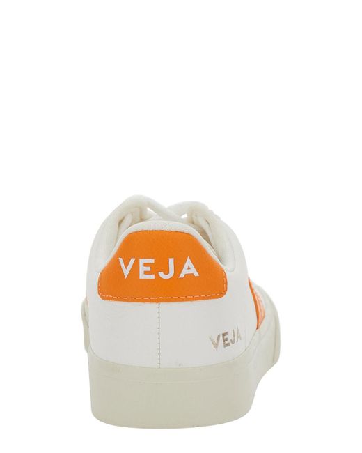 Veja White 'Campo' Low Top Sneakers With Contrasting Logo