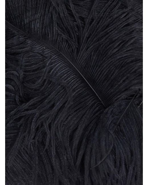 Semicouture Blue Skirt With Feather Details And Tech Fabric
