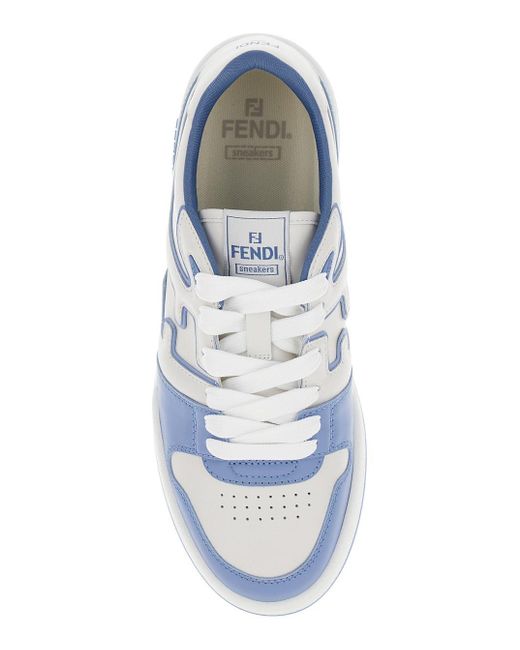 Fendi White 'Match' And Light Low-Top Sneakers With Ff Detail In for men