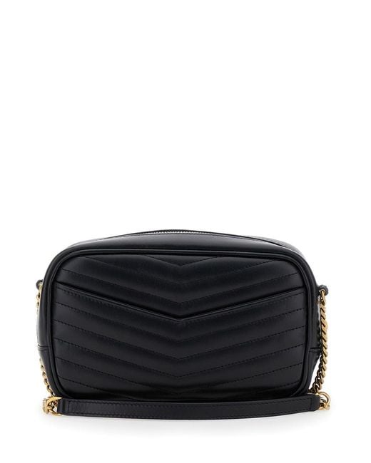 Saint Laurent Black 'Lou Mini' Crossbody Bag With Cassandre Detail