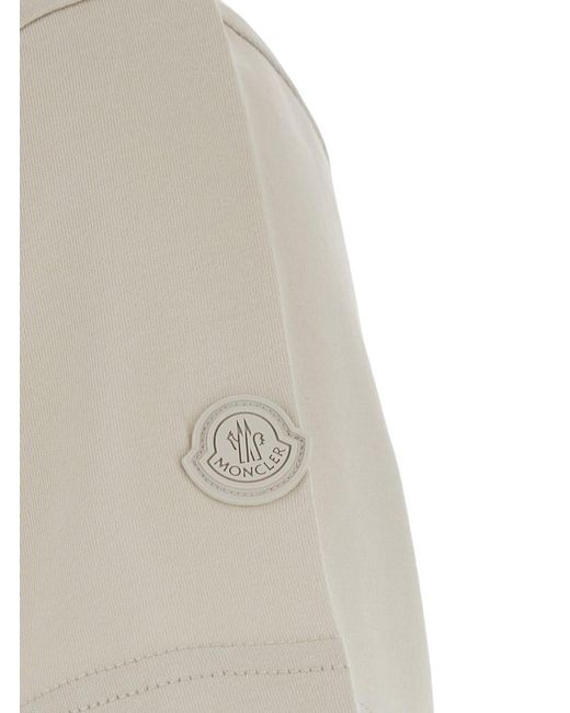 Moncler White Crew Neck T-Shirt With Logo Lettering On The Front And L