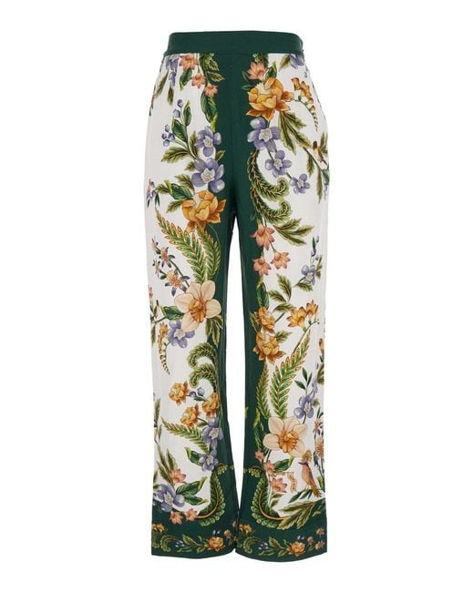 Farm Rio Green Trousers Floral Print