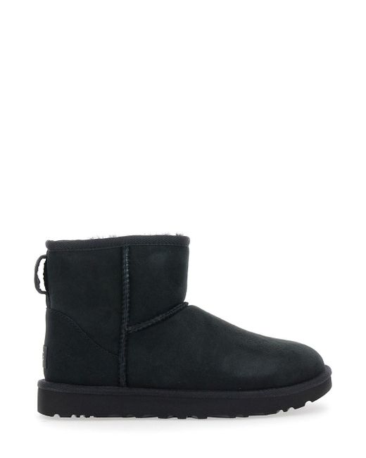 Ugg Black 'Classic Mini' Ankle Boots With Logo Patch On The Rear