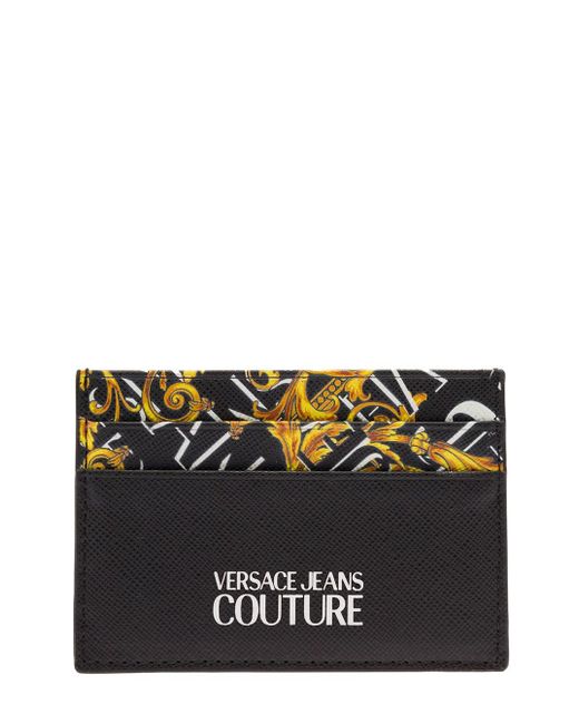 Versace Jeans Logo-print Black Leather Cardholder Man Couture for men