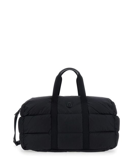 Moncler Black Suitcase With Adjustable Shoulder Strap And Logo Patch O for men