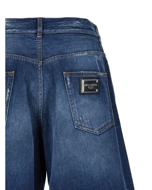 Dolce & Gabbana Blue Denim Bermuda Shorts In Cotton Man for men