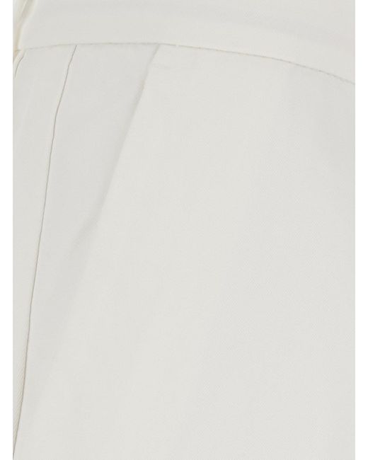 Brunello Cucinelli White Trousers With Front Pleat for men