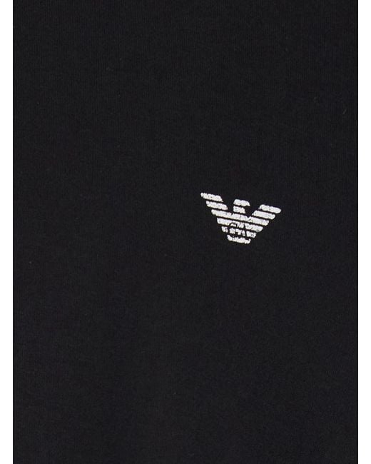 Emporio Armani Black T-Shirt Crew Neck Cotton for men