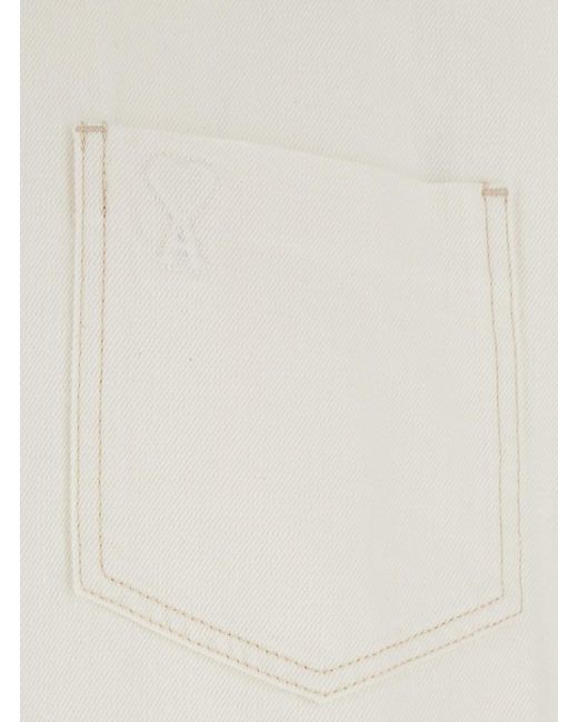 AMI White Overshirt Ami De Coeur With Classic Collar And Long Sleeves for men