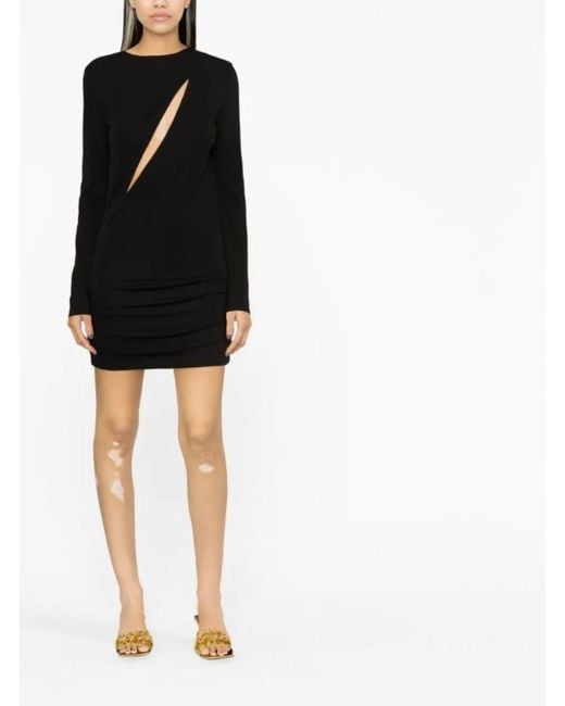 Mini Abito Con Cut-Out Maniche Lunghe di Versace in Black