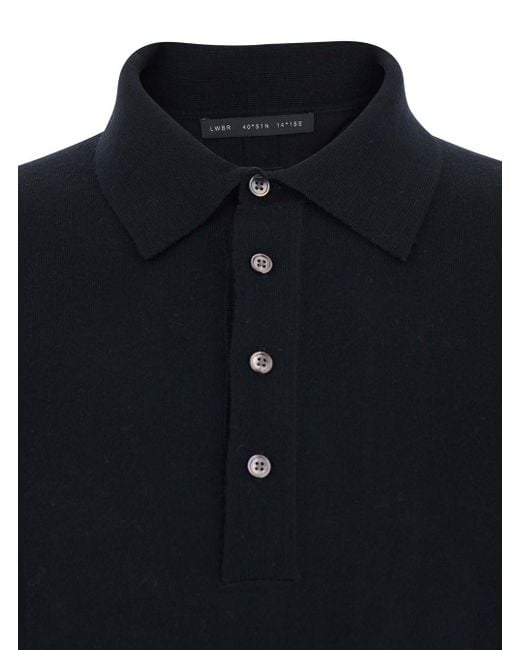 Low Brand Blue Sweater With Polo Shirt Style Collar And Long Sleeves for men