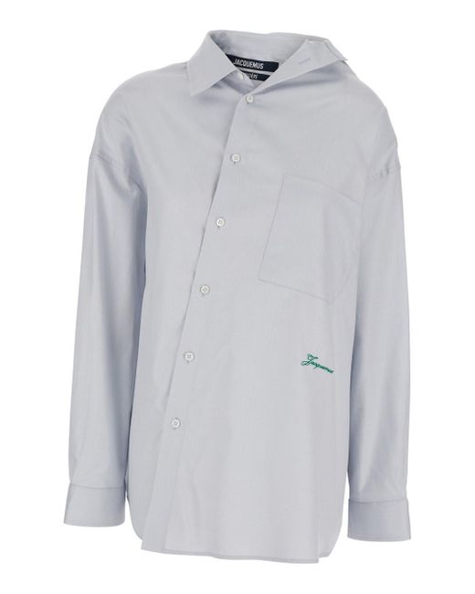 Jacquemus Gray Asymmetrical Cotton Shirt