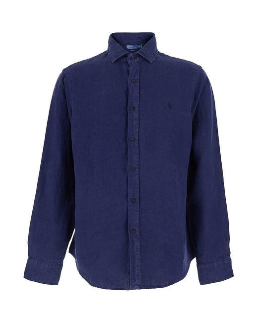 Polo Ralph Lauren Blue Shirt With Classic Collar And Pony Embroidery O for men