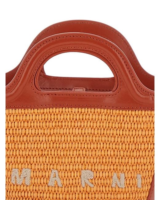 Marni Brown 'Tropicalia Micro' Handbag With Logo Lettering Detail