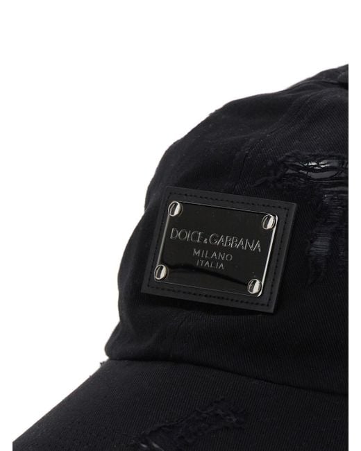 Dolce & Gabbana Black Baseball Cap With Logo Plaque On The Front for men