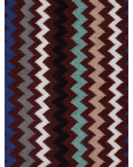 Sciarpa Con Motivo Zig Zag All-Over E Bordo Sfrangiato di Missoni in Purple da Uomo