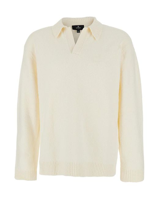 Polo A Maniche Lunghe Con Colletto Classico E Rifiniture A C di Represent in White da Uomo