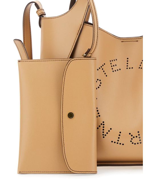 Stella McCartney Natural Crossbody Bag With Maxi Logo Lettering On The Front And Adjustable And Removable Shoulder Strap