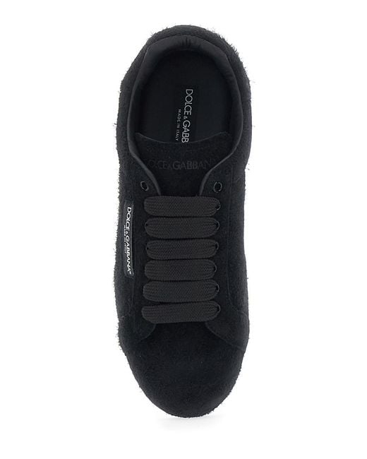 Dolce & Gabbana Black 'Portofino' Sneakers With Logo Patch On The Side for men