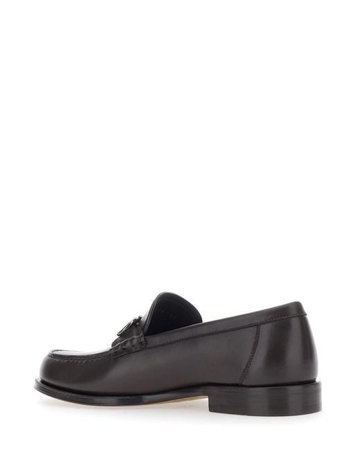 Ferragamo White Loafers With Metallic Gancini Detail On The Front for men