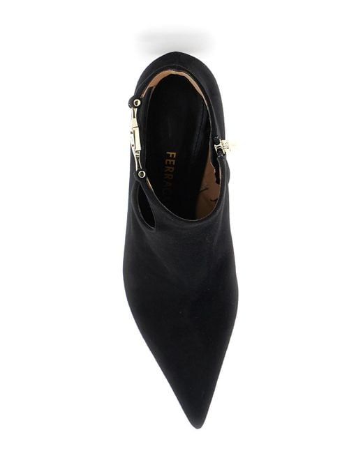 Ferragamo Black Solid Pointed Toe Boot