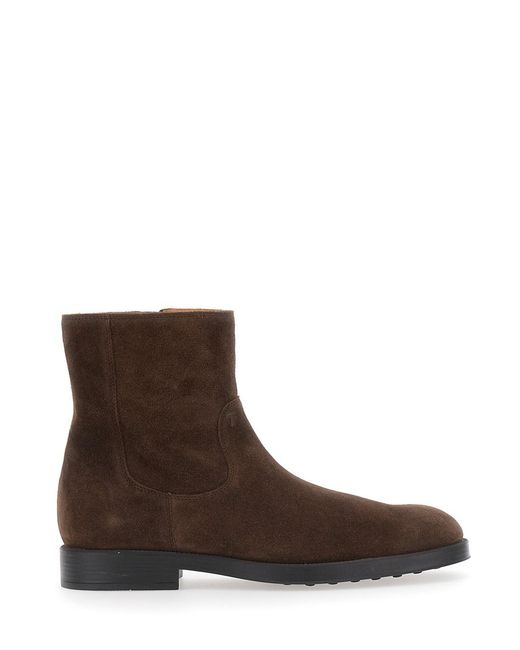 Tod's Brown Stivaletto Zip Camoscio for men