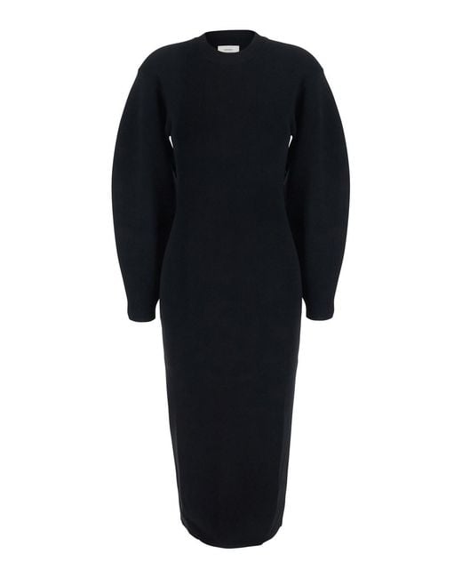 Loulou de Saison Black Elena High-Neck Bodycon Dress With High Neckline And