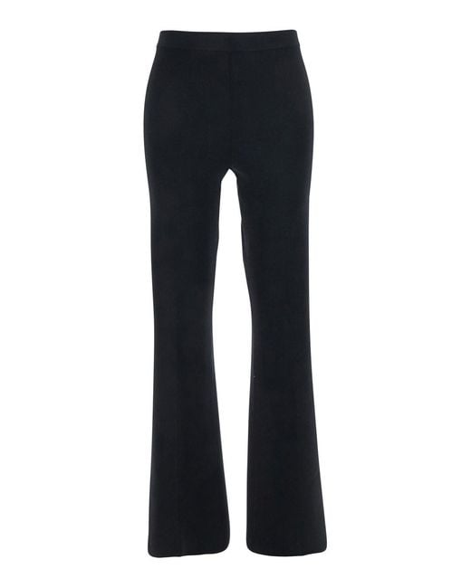 Twinset Blue Flared Pants With Logo Plaque On The Rear