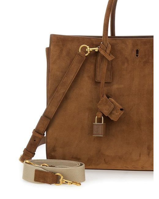 Saint Laurent Brown Handbag With Metallic Details