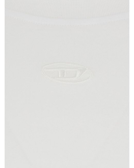 DIESEL White 'T-Lucien' T-Shirt With Tone On Tone Logo Patch On The Front for men