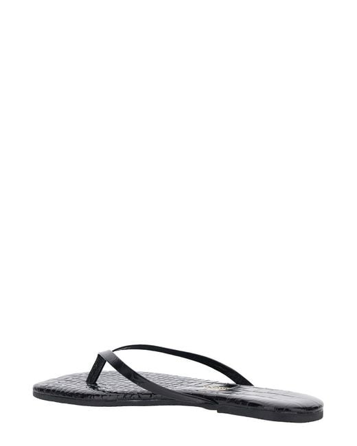 TKEES Black 'Lily' Sandals With Flip-Flop Design And Crocodile Effect